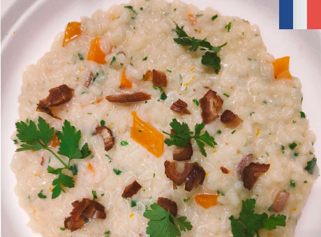Risotto with dates, pumpkin, mascarpone and parsley